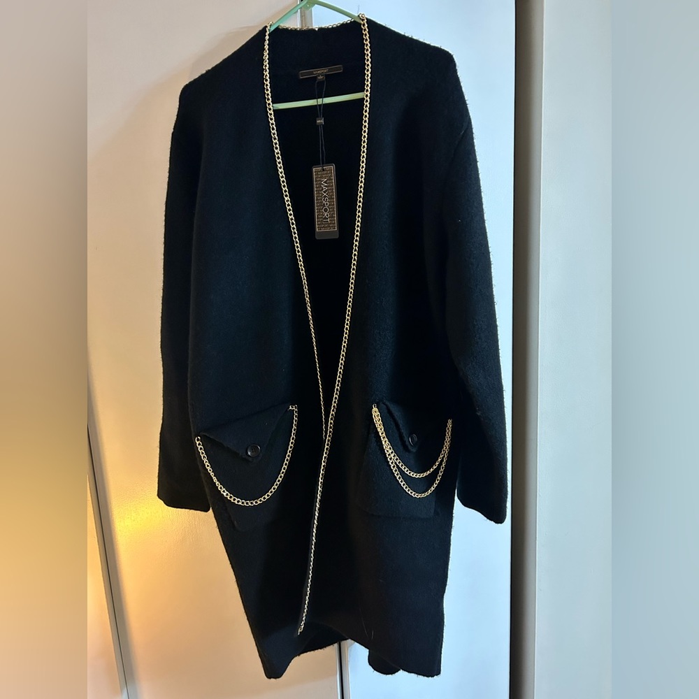 *NEW* Max Sport LA sweater jacket. Black with gold trim. US L.